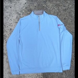 Peter Millar Light Blue Men’s Quarter Zip Sweater Grayhair Company Logo Gray M